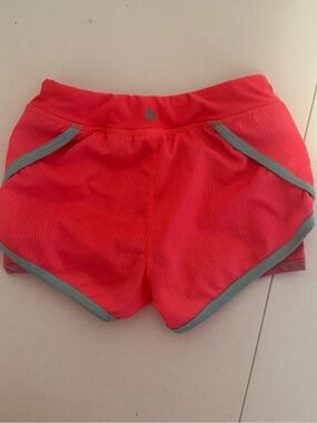 Girls' Coral Active Shorts with Green Trim